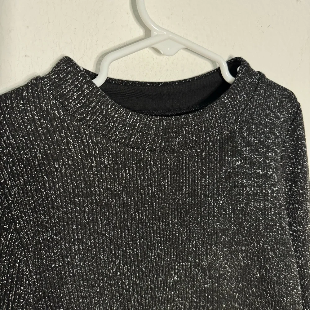 Justice girls long sleeve glitter black top size 10 NWT